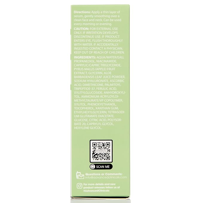 Advanced Clinicals Niacinamide Serum | 5% Niacinamide Serum For Face With Hyaluronic Acid, Ferulic Acid, Aloe Vera, & Fruit Extracts Helps Improve Look Of Dark Spots & Uneven Skin Tone, 1.75 Fl Oz