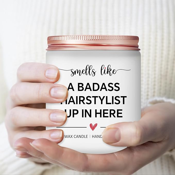 Hairdresser Gifts for Women Men - Female Hair Stylist Gifts Idea, Birthday Christmas Gift for Hairapist Barber Salon Owner Cosmetology Student Graduation Present - Lavender Scented Candle
