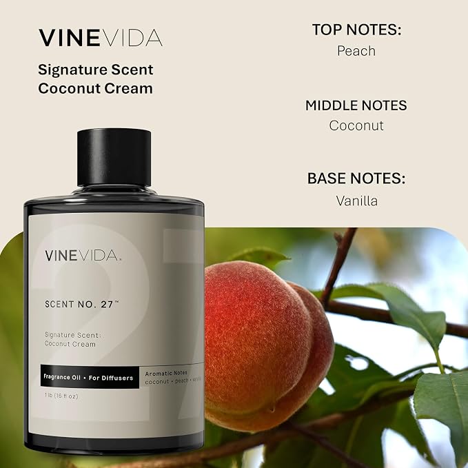 VINEVIDA [16 Fl Oz] Coconut Cream Fragrance Oil for Cold Air Diffusers, Essential Oils for Diffuser Oil Refill & Air Freshener Room Spray