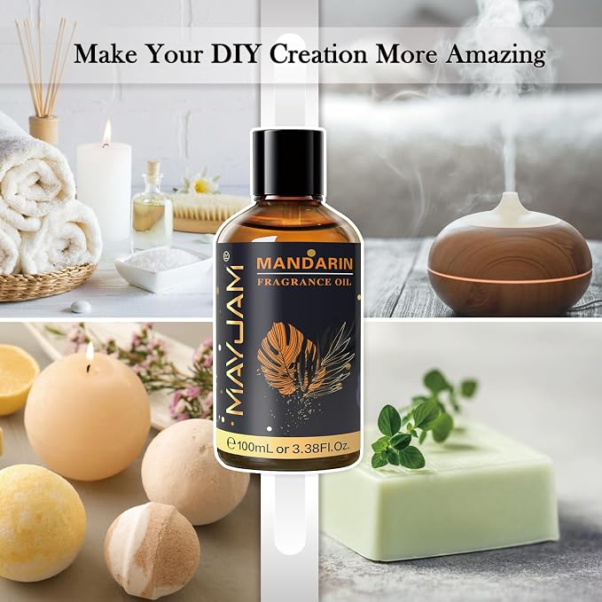 MAYJAM 100ML/3.38FL.OZ Mandarin Fragrance Oils with Glass Dropper, Essential Oils for Diffusers for Home, Long Lasting Scented Oils for Diffusers Soap Candle Making