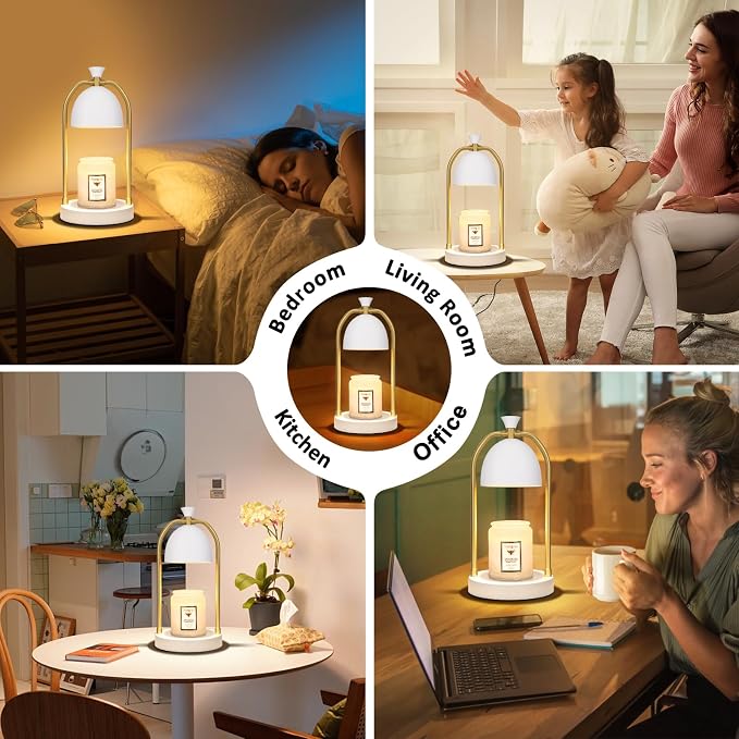 Hong-in White Candle Warmer Lamp with Timer-Unique Happy Birthday Gifts for Women and Men, Fun Gift Ideas for 30th, 40th, 50th and 60th Birthdays for Gold Home Decor