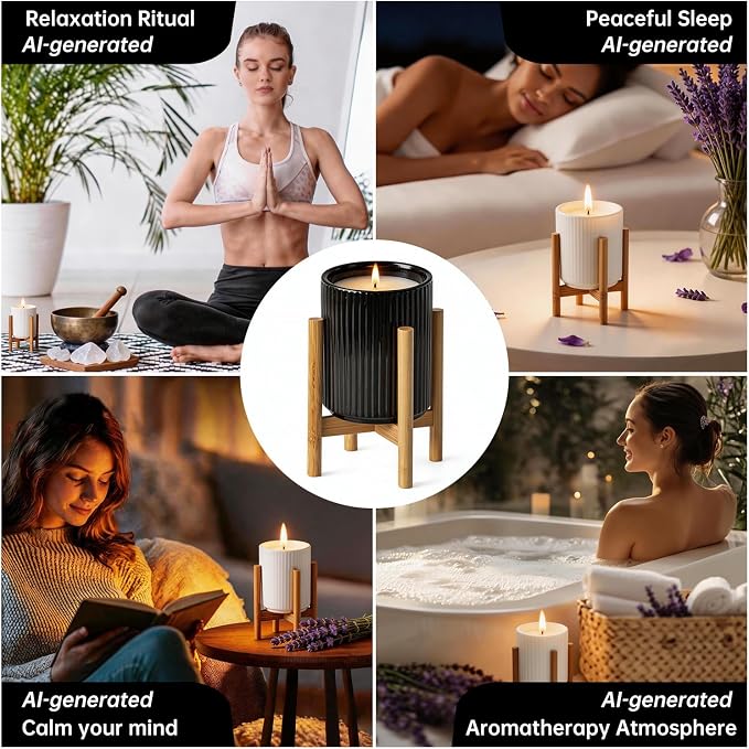 Lavender Scented Candle, 10oz Highly Soy Wax Candle for Home | Aromatherapy Gift For Women, Ceramic Jar, 60-Hour Burn, Long-Lasting, For Sleep & Relaxation, Calming Atmosphere