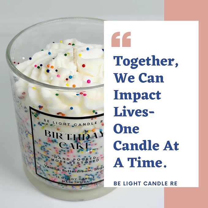 Birthday Candle | Birthday Gift for Women | 12oz Birthday Cake Candle | Friend Gift | Cute Candles for Women | Be Light Candle RE (Birthday Cake)