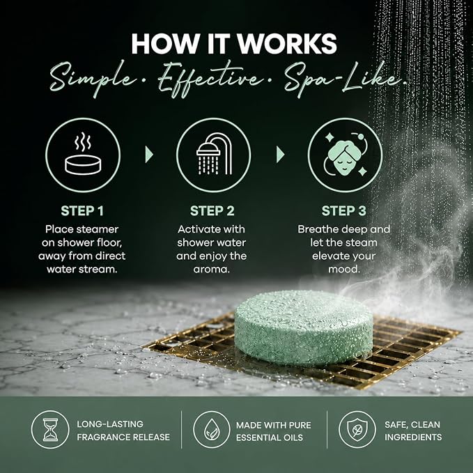 Shower Steamers Aromatherapy, Essential Oil Pods Infused for Relaxation, Shower Pods Aromatherapy - Calming, Stress Relief & Self Care Gifts for Women - Eucalyptus Mint