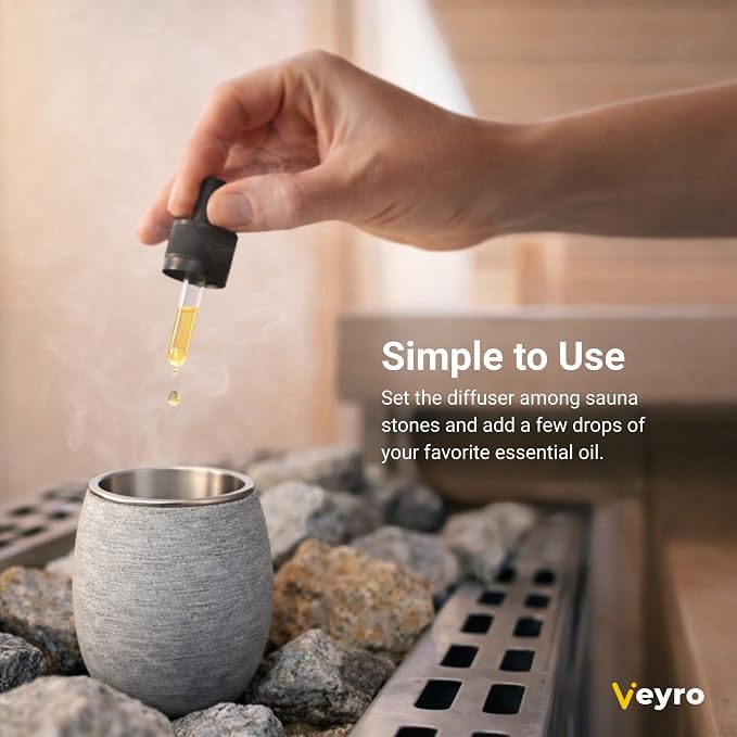 Veyro Large Sauna Diffuser – Natural Stone Aroma Cup for Essential Oils, Sauna Essential Oil Diffuser, Sauna Aromatherapy Bowl, Gifts for a Sauna Accessories Luxury Stone Oil Holder