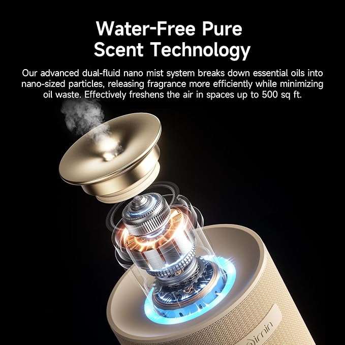 Waterless Essential Oil Diffuser for Home & Car, Cordless Portable Diffuser with Auto Start-Stop, 2-in-1 Mode & Adjustable Scent, Fits 5/10/15ml Bottles, Rechargeable Car Diffuser, Cream