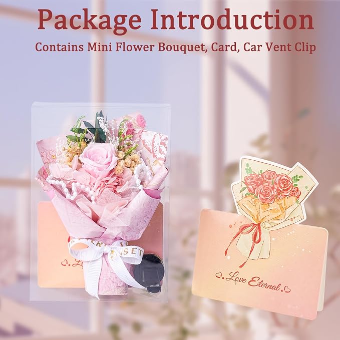Small Bouquet Car Air Freshener Vent Clips Mini Fresh Flower Bouquet Air Conditioning Outlet Perfume Clip Decoration Essential Oil Diffuser Vent Clip Auto Interior Accessories for Car Decor