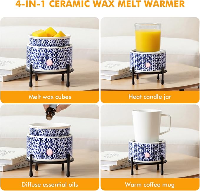 EQUSUPRO Wax Melt Warmer for Scented Wax Melts- Electric 4 in-1 Ceramic Candle Wax Warmer Burner Fragrance Wax Melter for Home Office Bedroom Living Room Decor & Gifts for Women