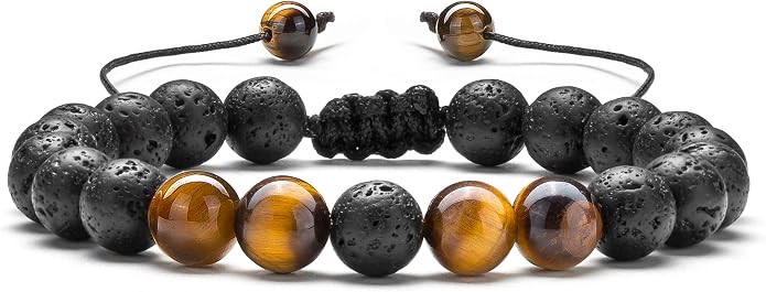 Men Women 8mm Lava Rock Aromatherapy Anxiety Essential Oil Diffuser Bracelet Braided Rope Natural Stone Yoga Gifts Beads Bracelet Bangle-21017