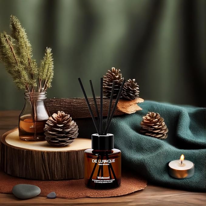 Wildwood Scent Reed Wildwood Reed Diffuser – Long Lasting diffusers for Home – Luxury Home Fragrance Diffuser with Pine, Suede, Patchouli & Sandalwood – Scented Room Aroma Sticks – 50ml