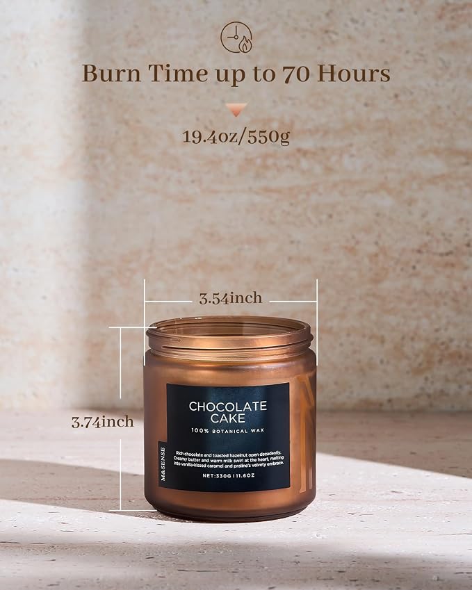 M&SENSE Chocolate Layer Cake Scent Candles, Large 11.6oz Natural Soy Wax 70 Hours Burn Time Clean Non Toxic Scented Classic 2 Wicks Candle Gifts for Mom Grandma