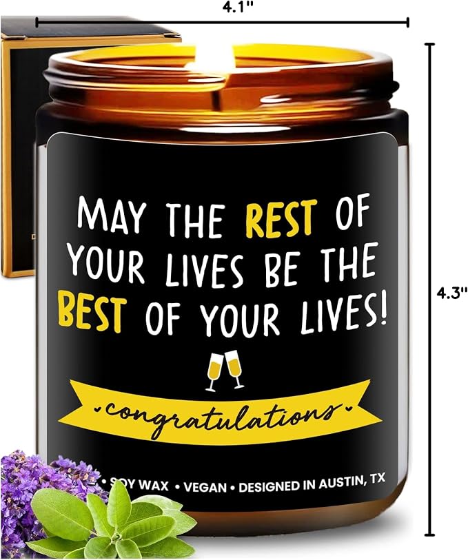 Wedding Candle, Bridal Shower Gifts Ideas, Bride Gifts for Wedding Day, Unique Presents for Bride & Groom, Bachelorette Presents, Marriage Gift for Couple, Candle for Newlyweds, Gift-Ready