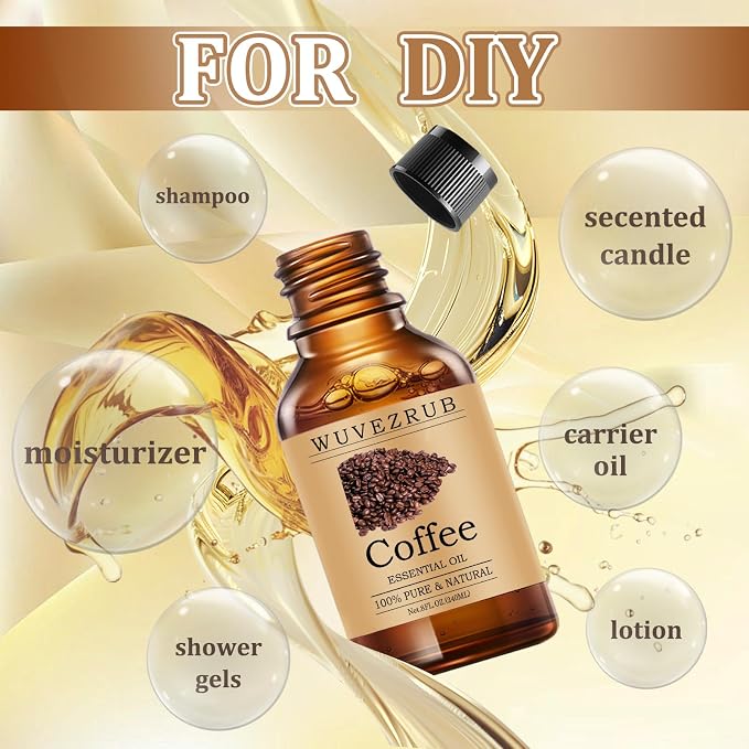 Coffee Essential Oils 240ML, Pure Coffee Essential Oil for Aromatherapy Diffuser - 8 Fl Oz