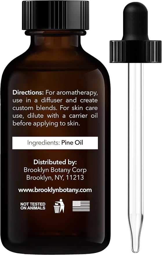 Brooklyn Botany Pine Essential Oil - 100% Pure and Natural - Premium Grade Oil with Dropper - for Aromatherapy and Diffuser - 1 Fl Oz