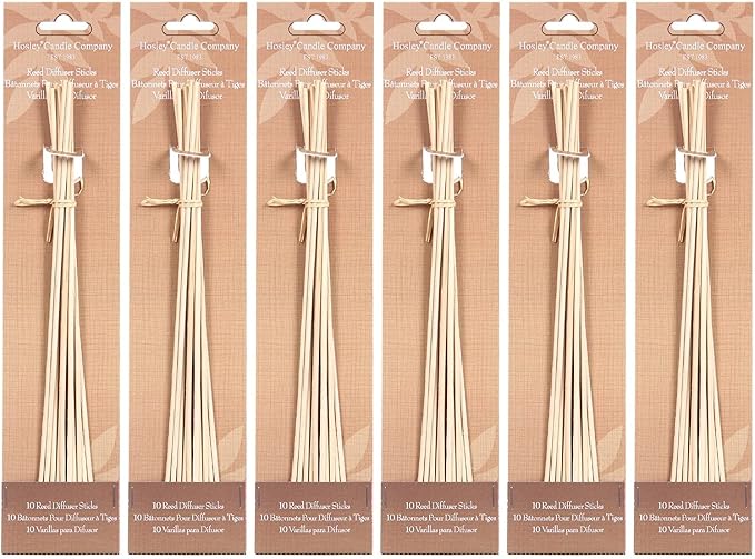 Hosley 9 Inch Long Rattan Diffuser Reeds Set of 6 Packages Total 60 Reeds. Ideal Gift and for Use with Hosley Diffuser Glass Bottles Diffuser Refills Spa and Aromatherapy O9