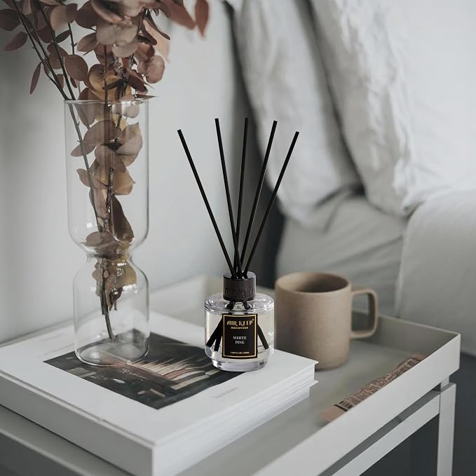 Airkeep Reed Diffuser Set of 3 for Bathroom Air Fresheners, Oil Diffuser Sticks | Cedar Wood,White Pine Moroccan Amber Scent Diffuser(1.7 fl oz*3) Fragrance with 18 Sticks Defusers | Shelf Decor