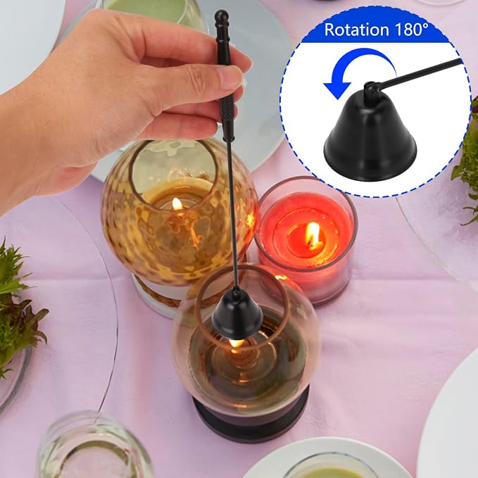8 Pack Black Candle Snuffer Vintage, Premium Stainless Steel Wick Flame Extinguisher, 8.3 Inch Wick Snuffer with Long Handle, Elegant Design for Candles, Candle Accessory for Candle Lovers