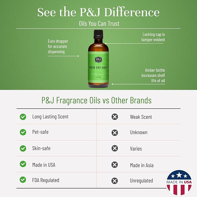 P&J Trading - Fresh Cut Grass Scented Oil 100ml - Fragrance Oil for Candle Making, Soap Making, Diffuser Oil