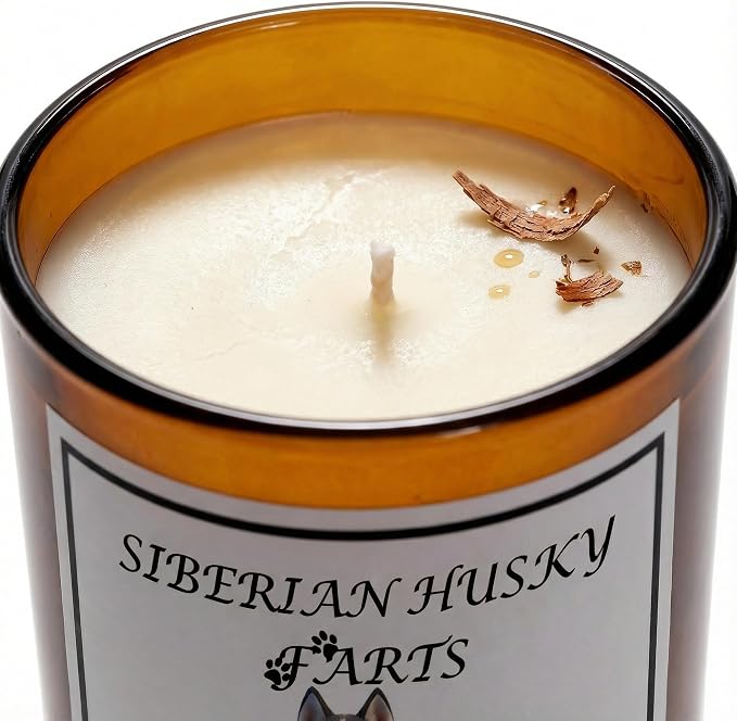 Siberian Husky Gifts for Women | Birthday Gifts for Mom | Light When Dog Farts Candle | Cedar By Natural Soy Wax | Pet Safe Friendly Memorial Candles for Home Scented Household Essentials