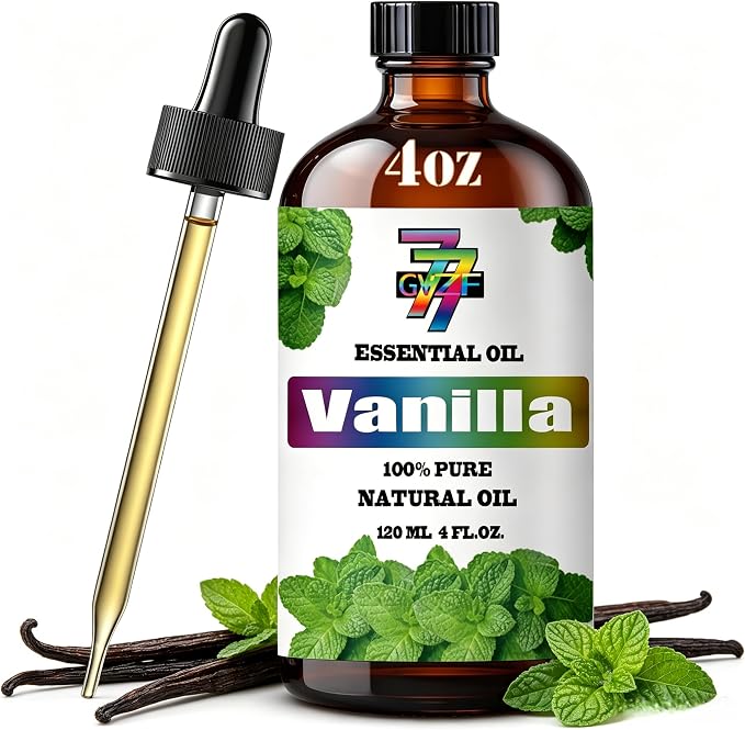 Vanilla Essential Oil, Vanilla Oils, for Diffuser, DIY Candles, Soap, Humidifier, Bedroom, Home, Gift, Essential Oil, GV77ZF Vanilla Fragrance Oil - 4 fl oz (120 ml)