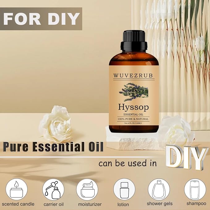 Hyssop Essential Oils, 120ML Pure and Natural Essential Oil for Aromatherapy Diffuser - Hyssop /4 Fl Oz