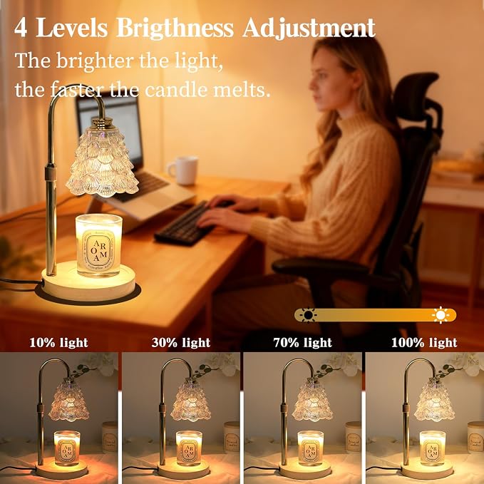 GEEZO Fragrance Candle Warmer Lamp，Electric Candle Warmer with Timer & Dimmer，Mom Christmas Birthday Gifts for Women, House Warming Gifts New Home Bedroom Decor