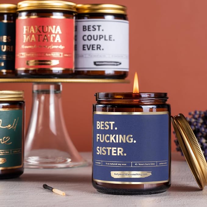 Best Sister Birthday Gifts from Sisters or Brothers - Funny Birthday Candle for Women - Unique Present Idea for Her from Brother for Big Sis for Mother's Day - Lavender Vanilla Candle, 9oz