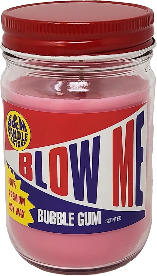 Blow Me Candle ~ Bubblegum Scented Candle ~ Funny Candle ~ Gag Gift ~ All Natural Premium Soy Candles ~ 12oz Jars (Blow Me)