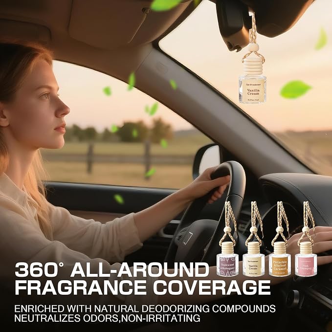 Car Air Freshener Diffuser, Hanging Car Scents Air Freshener, Car Fresheners Long Lasting, Essential Oil Diffuser, Fragrance Oil Air Diffuser, 4pcs