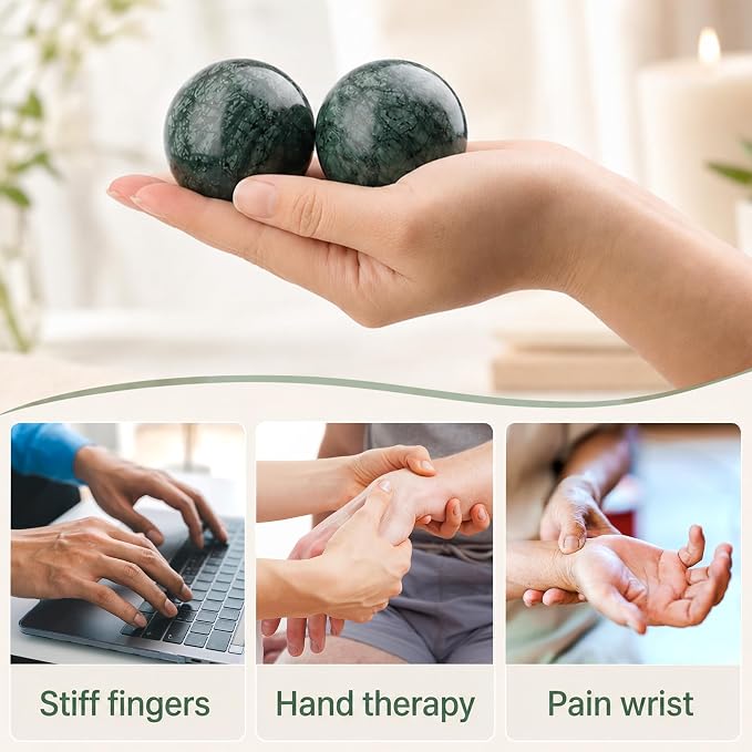 Coolrunner 2'' Marble Baoding Balls Chinese Health Stress Relieve Hand Exercise Hand Massage Hand Balls (Green)
