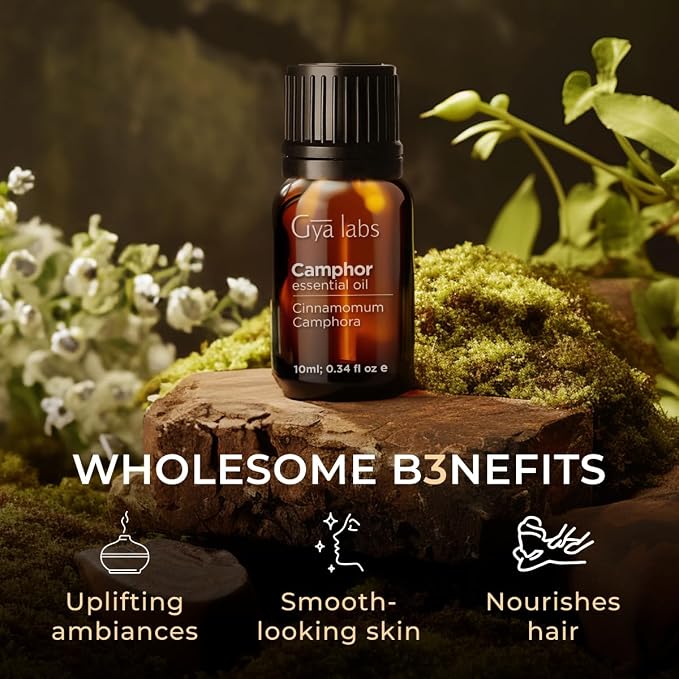100% Pure Camphor Essential Oil - 0.34 Fl Oz - Camphor Oil for Hair, Skin, Diffuser, Aromatherapy & DIY Candle Making Scent