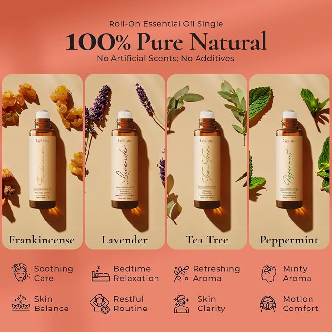Gya Labs Classic Roll on Essential Oils Set - 0.34 Fl Oz Each - Essential Oil Set Relaxation Womens Gifts for Christmas - Blends for Calm, Aromatherapy Stocking Stuffers, Relaxing Gifts for Women