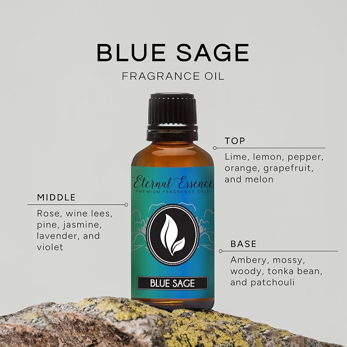 Eternal Essence Oils Blue Sage 30ml Premium Fragrance Oil - for Candle, Soap Making, Aromatherapy, Diffusers, Home Care, & Humidifiers