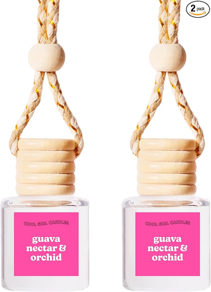 COOLGIRLCANDLES Guava Nectar Orchid Car Hanging Fragrance Oil Air Freshener for Essential Oils, Scents Aromatherapy Automobile Diffuser, Long Lasting Car Diffuser Bottle