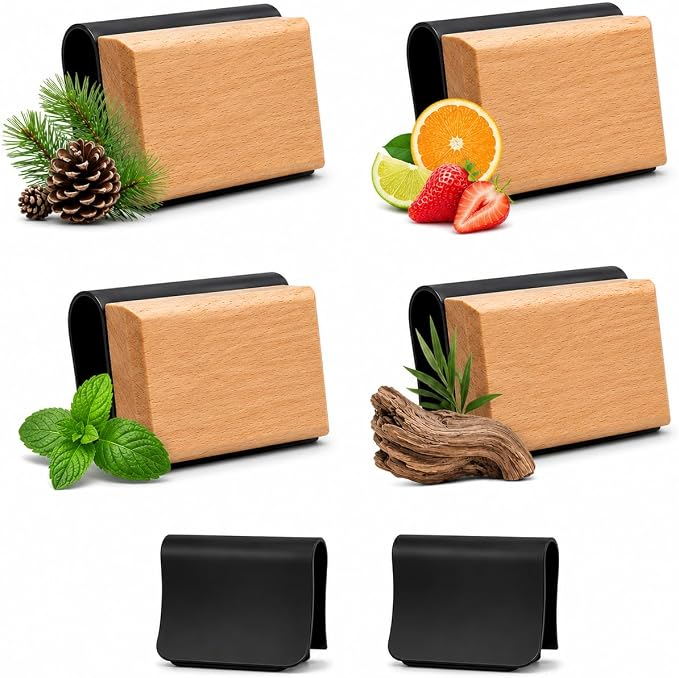 Car Air Freshener 4 Pack, Natural and Long-Lasting Scent for Vehicles, Reusable Visor Clip Diffuser for Truck, SUV, Car Odor Eliminator