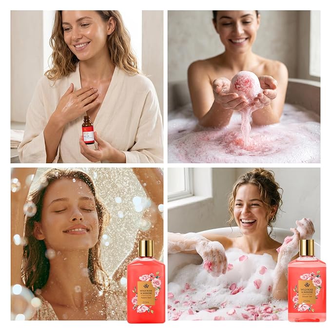 Gifts for Women, 32 Pcs Red Rose Bath and Body Basket Gifts for Women, Hydrating Face Skin Care Kit, Home Spa Self Care Gifts Basket Set, Birthday, Christmas, Mother's Day, Bridal Shower, Anniversary