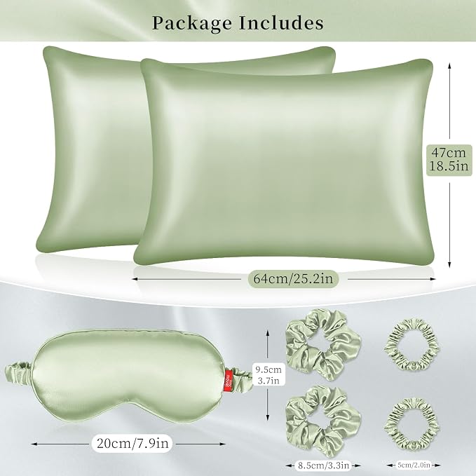 my novel things Satin Pillowcase for Sleeping Women Birthday Gift Set, 2Pack Standard Size Silky Pillow Cases 7P Set for Her Mom Friend Sister Wife