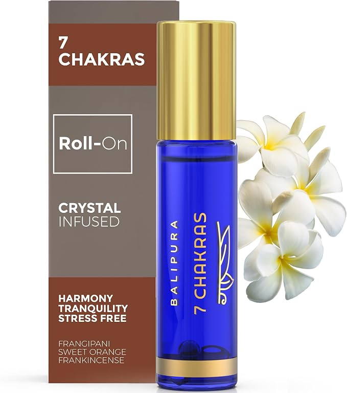 BALIPURA - 7 Chakra Natural Aura Roll On - Essential Oils Blends - Handmade in Bali, 0,34fl.oz
