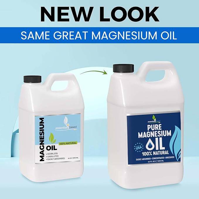 Pure Magnesium Oil Spray 64oz - Topical Magnesium Spray for Sleep & Feet - Extra Strength - USP Grade - 100% Natural and Organic Oil for Muscle Pain & Cramps - No Sprayer Included - Made in USA