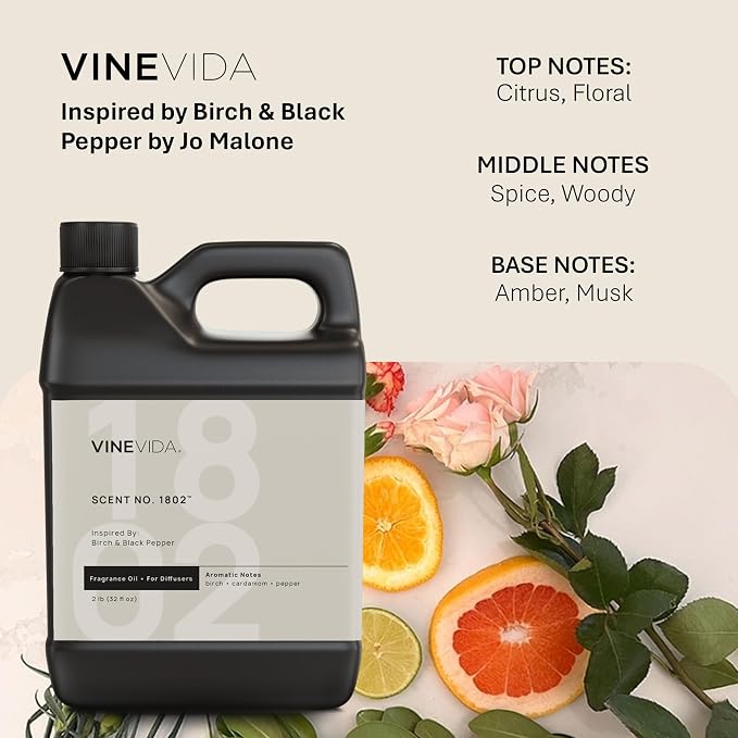 VINEVIDA [32 Oz] Inspired by: Birch & Black Pepper; Diffuser Oil Refill | Premium Scent Diffuser Oil for Home | Non-Toxic Fragrance