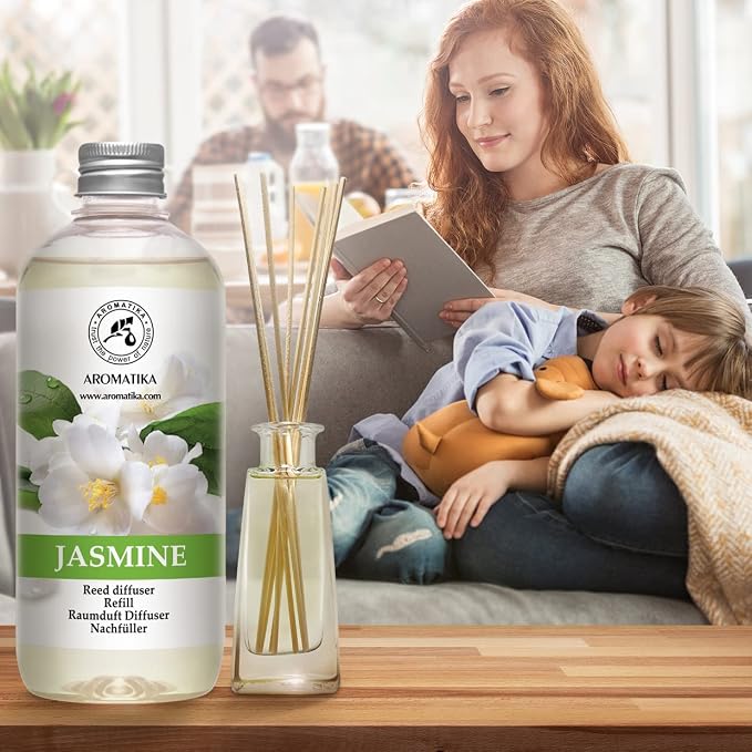 Reed Diffuser Refill Monoi de Tahiti and Jasmine Reed Diffuser Refill - 2 x 17.0 Fl Oz - Room Freshener - Fresh & Long Lasting Fragrance - for Aromatherapy - Gift Idea