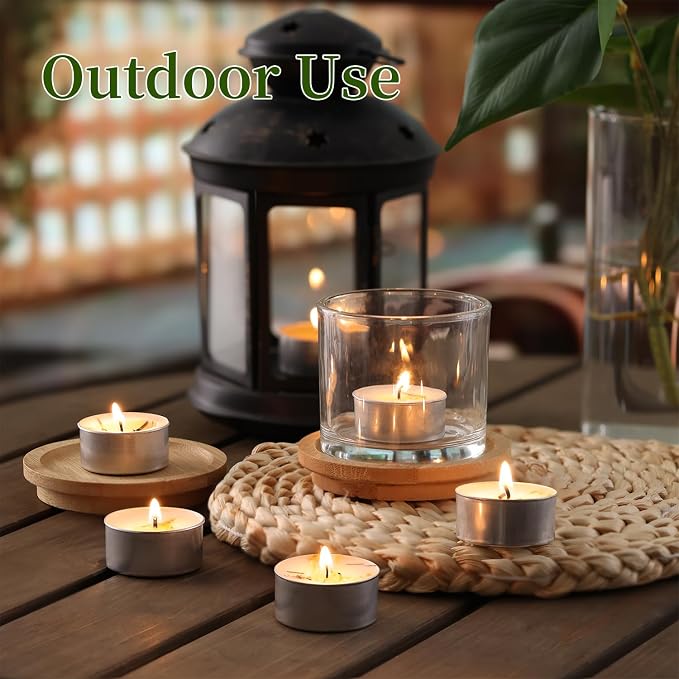 16 Pcs 6H Citronella Tealight Candles Indoor Outdoor, Decorative Scented Tealight Candles with 100% Palm Wax Base & Dried Lemongrass, Smokelss for Patio, Home, Outside Use