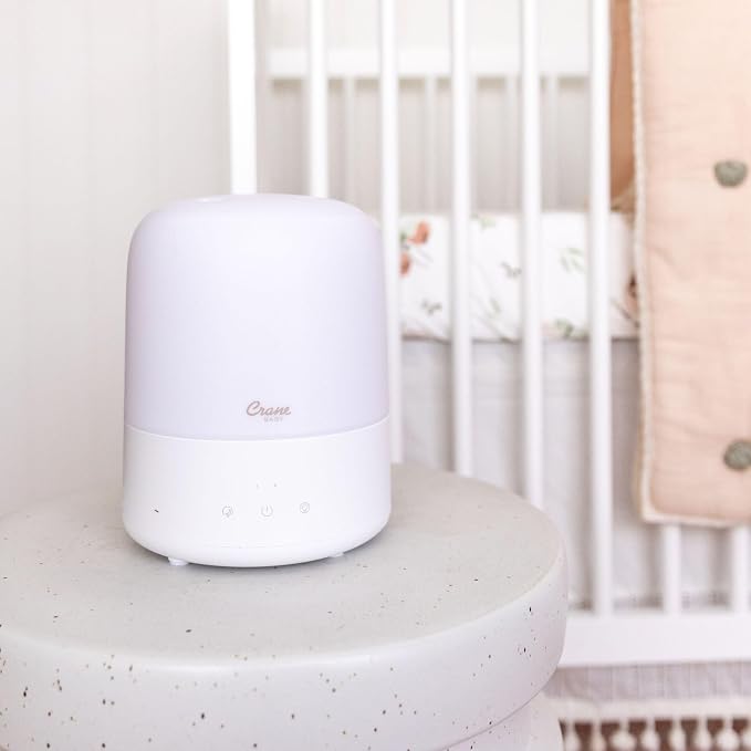 Crane Baby 3-In-1 Baby Humidifier Aroma Diffuser with Adjustable Nightlight, Auto-Shutoff, Humidifier for Baby Nursery, Baby Diffuser for Nursery