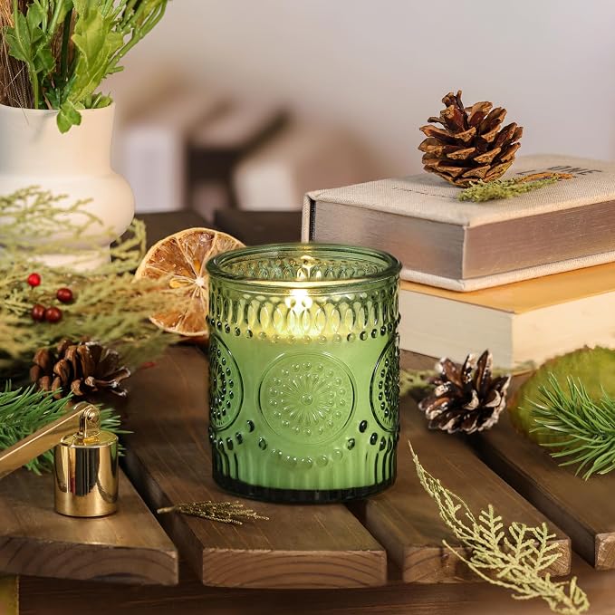 DARJEN Pine& Fir Candles for Home- 5.3oz 35H Natural Soy Wax Aromatherapy Jar Candle with Strong Scent, Decorative Aesthetic Candles for Odor Elimination, Living Room, Kitchen, Luxury Gift