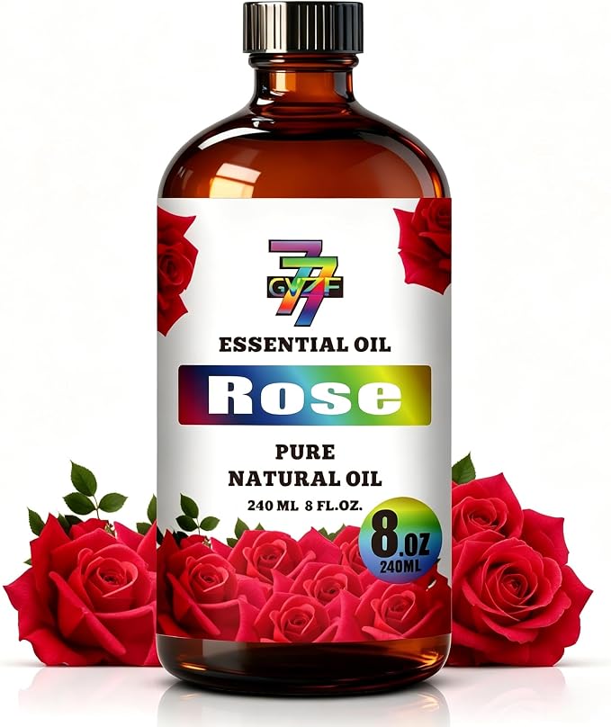 Rose Essential Oil, Rose Oils, 8 fl oz, for Diffuser, Humidifier, DIY Candles, Soap, Bath, Bedroom, Gift, Rose Fragrance Oil, GV77ZF Essential Oils