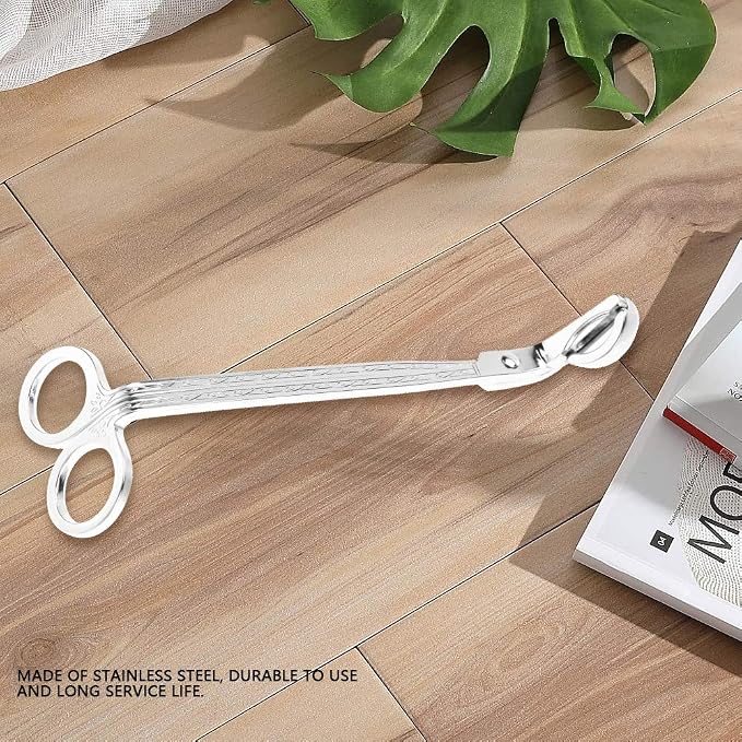Changor Stainless Steel Candle Heart Clamp/Holder Wick Trimmer Scissors Tool for Home Use, Durable and RustResistant Candle Wick Scissors for Daily Life, 1 Piece, 6.9 * 2.3in, Black (Silver)