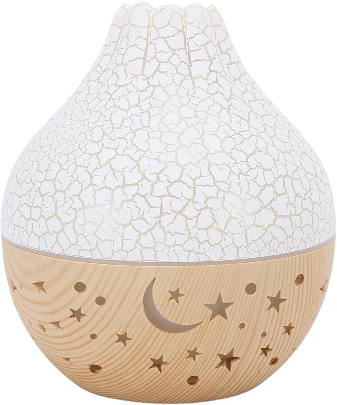 Cryfokt Essential Oil Diffuser, Auto Shut Off 7 Color LED Lights Aromatherapy Diffuser, USB Humidifier with Quiet Operation for Home Office Bedroom Yoga (White Crack Light Wood Grain)