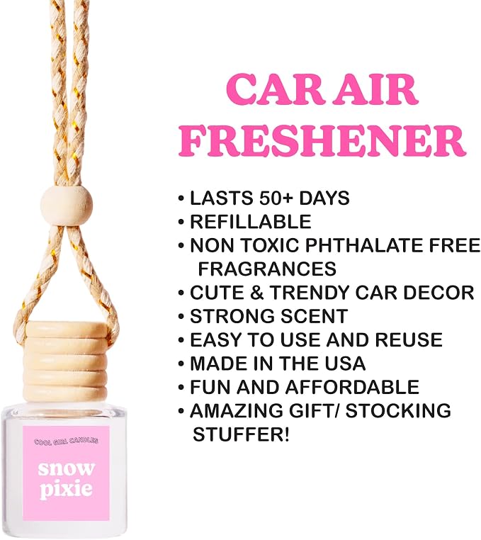 COOLGIRLCANDLES Vanilla Toasted Macadamia Car Hanging Fragrance Oil Air Freshener for Essential Oils, Scents Aromatherapy Automobile Long Lasting Diffuser Bottle