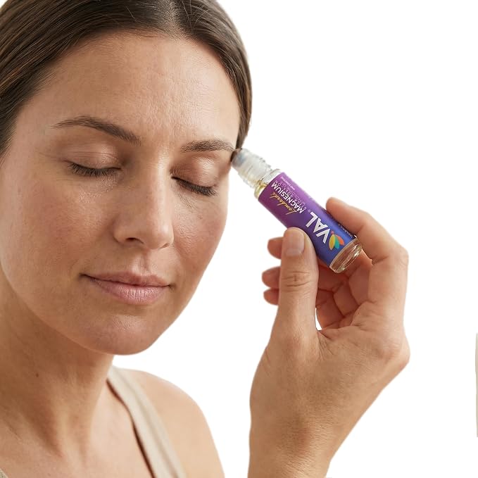 VAL Lombardi Magnesium Stick Rollon with Peppermint & Other Essential Oils - Cooling Comfort for Your Head. Metal Roller. Made in the USA. 10 ml.