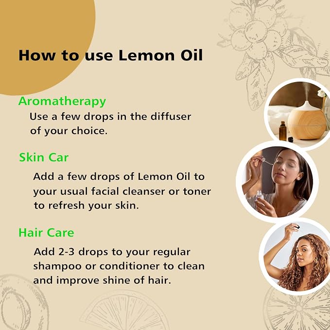 GM Gumili Lemon Essential Oil 1 Oz – 100% Pure Natural Lemon Oil for Cleaning, Diffuser, Skin, Massage & DIY, Fresh Citrus Scent
